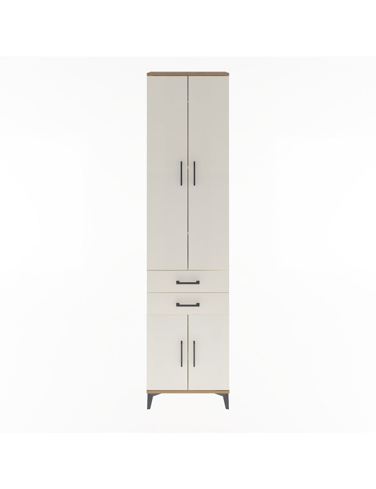 Arges Dolap 5 Raflı 2 Çekmeceli 4 Kapaklı 60x30x243 Çam-Aytaşı