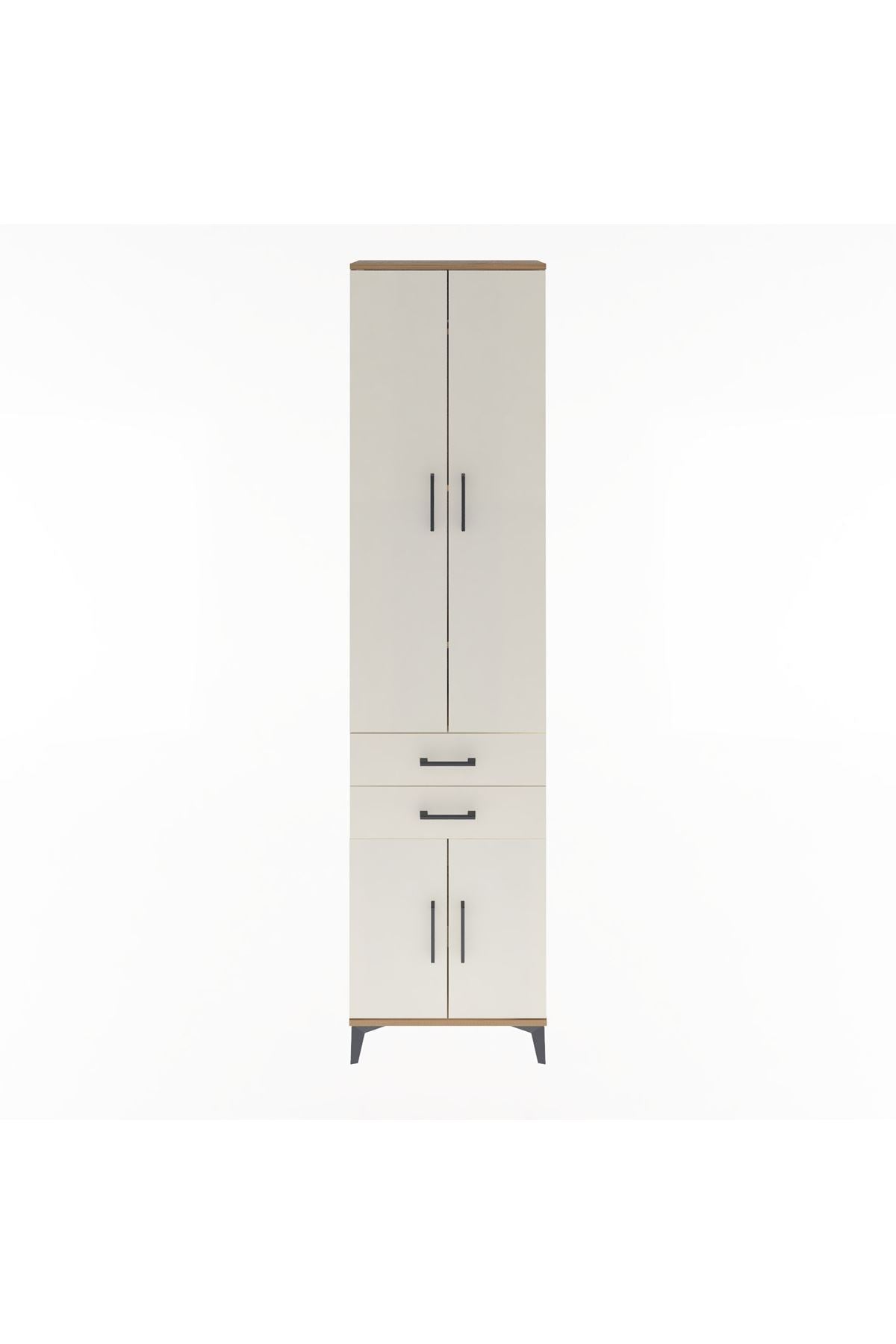 Arges Dolap 5 Raflı 2 Çekmeceli 4 Kapaklı 60x30x243 Çam-Aytaşı