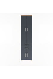 Arges Dolap 5 Raflı 2 Çekmeceli 4 Kapaklı 60x30x243 Çam-Antrasit