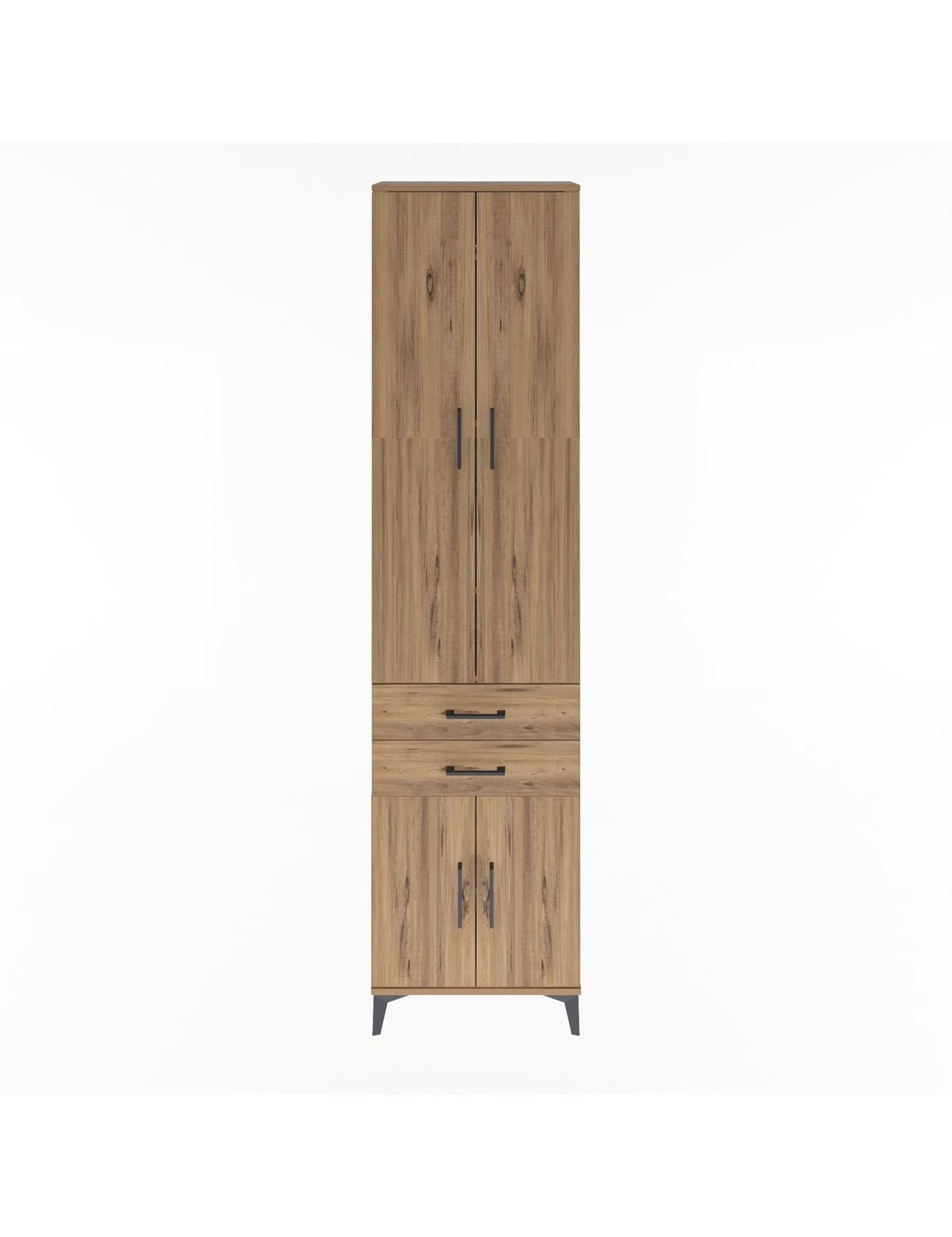 Arges Dolap 5 Raflı 2 Çekmeceli 4 Kapaklı 60x30x243 Çam-Çam