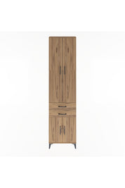 Arges Dolap 5 Raflı 2 Çekmeceli 4 Kapaklı 60x30x243 Çam-Çam
