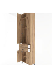 Arges Dolap 5 Raflı 2 Çekmeceli 4 Kapaklı 60x30x243 Çam-Çam