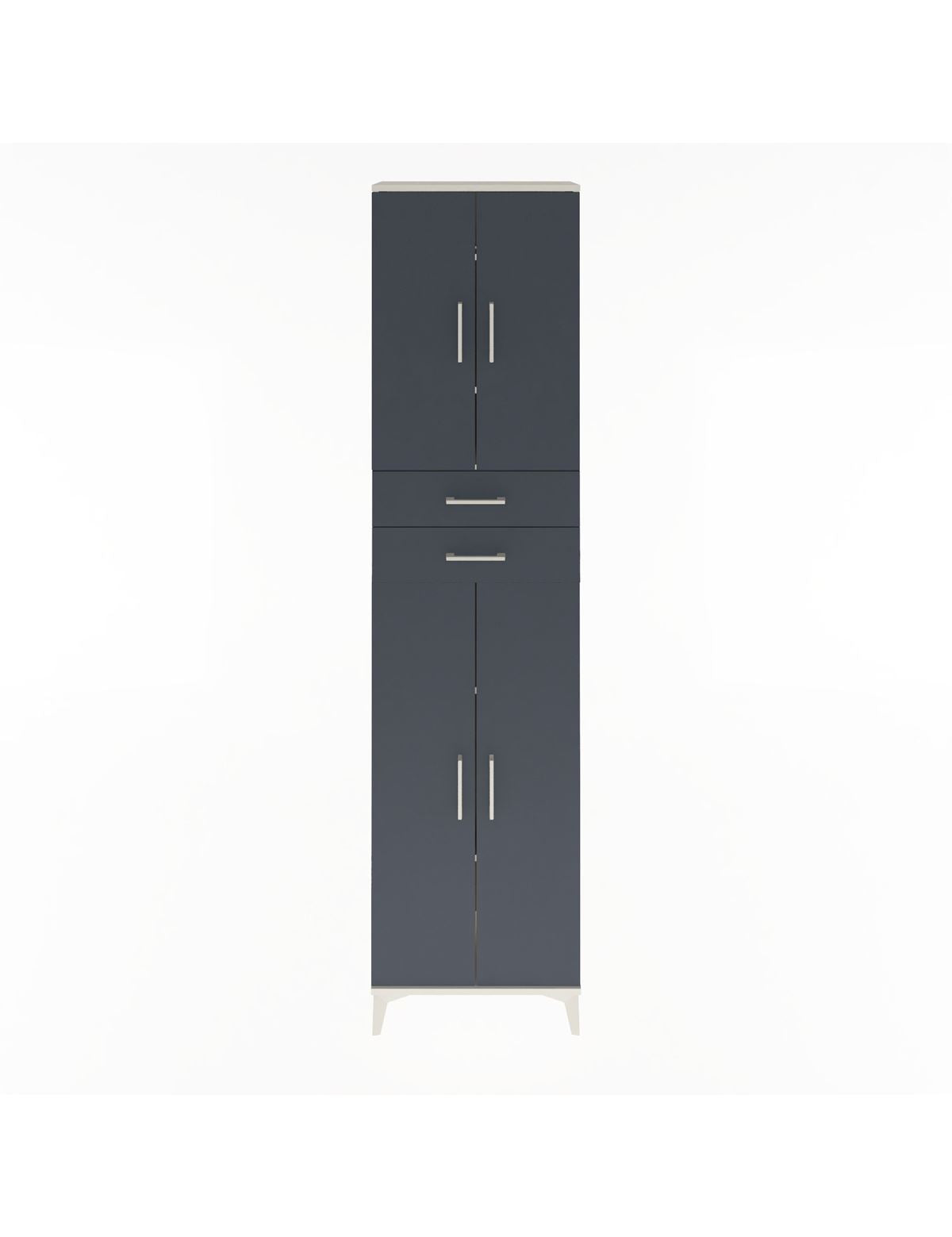 Arges Dolap 5 Raflı 2 Çekmeceli 4 Kapaklı 60x30x243 Aytaşı-Antrasit