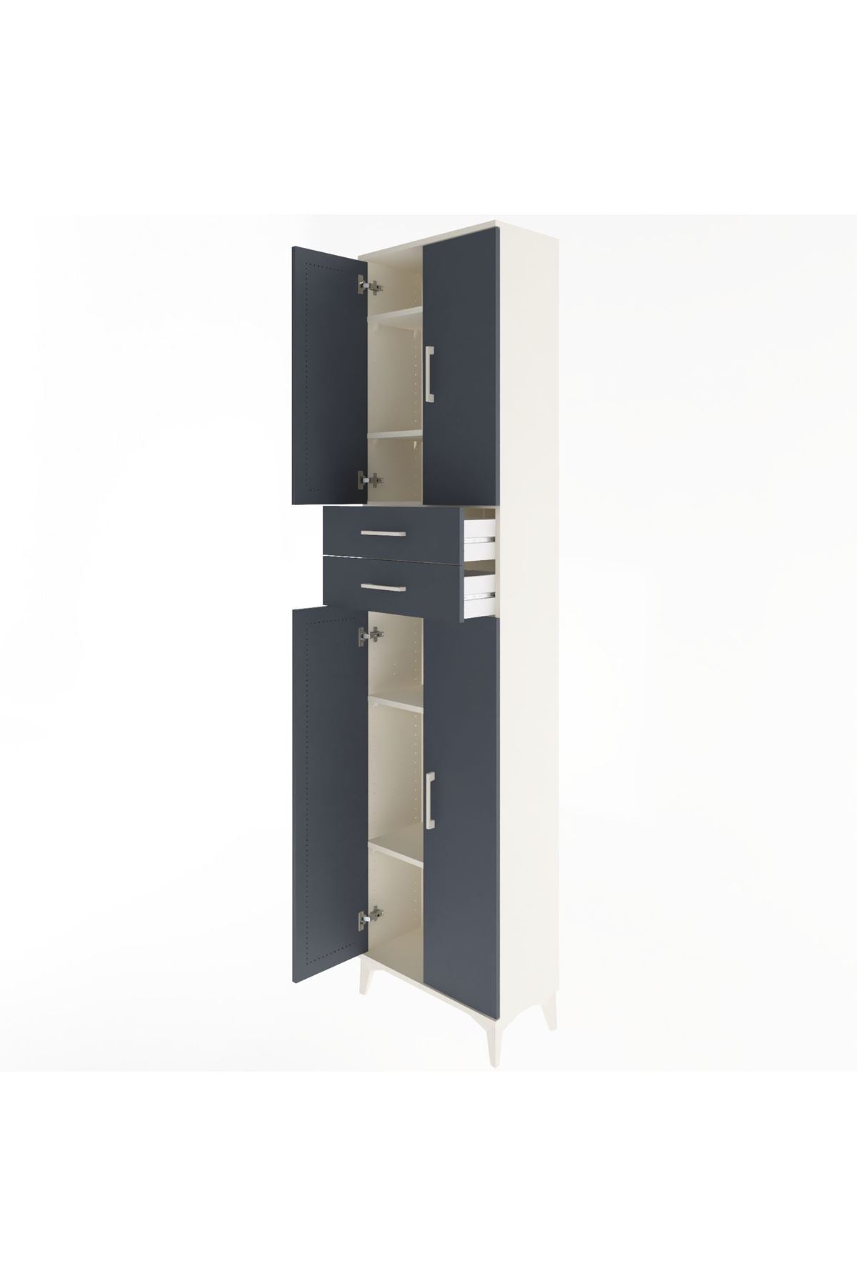 Arges Dolap 5 Raflı 2 Çekmeceli 4 Kapaklı 60x30x243 Aytaşı-Antrasit