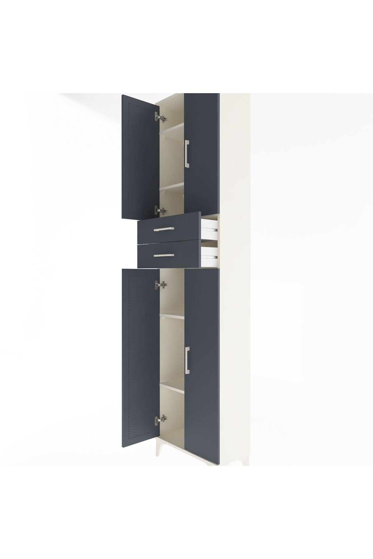 Arges Dolap 5 Raflı 2 Çekmeceli 4 Kapaklı 60x30x243 Aytaşı-Antrasit