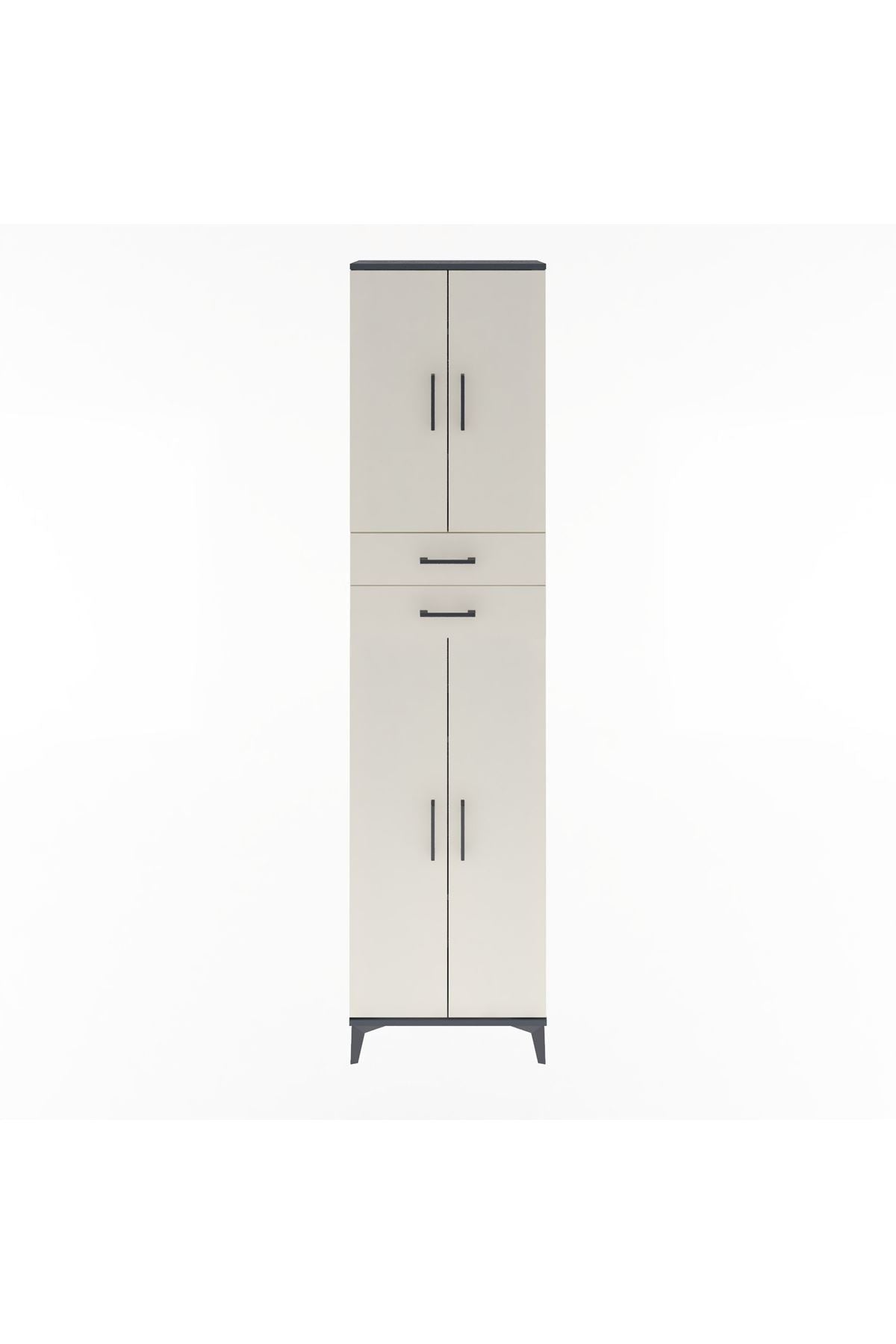 Arges Dolap 5 Raflı 2 Çekmeceli 4 Kapaklı 60x30x243 Antrasit-Aytaşı