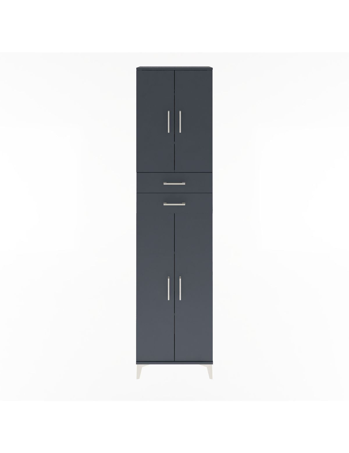 Arges Dolap 5 Raflı 2 Çekmeceli 4 Kapaklı 60x30x243 Antrasit-Antrasit