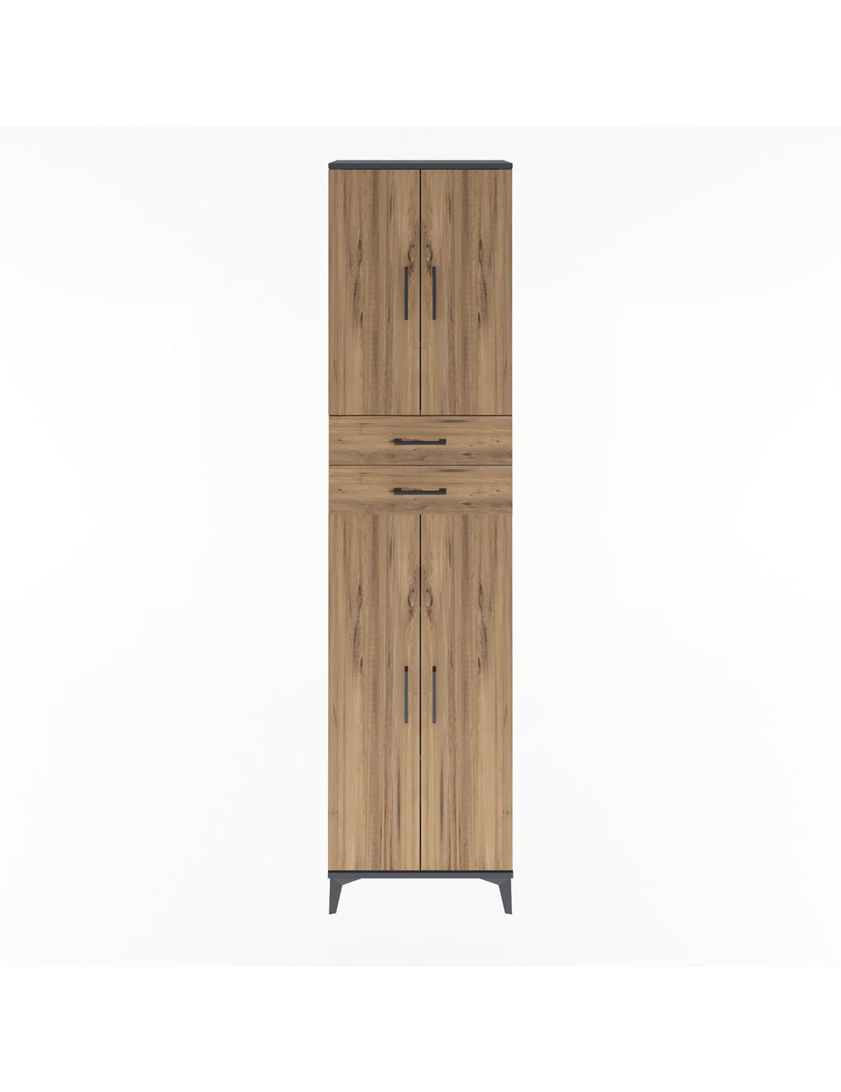 Arges Dolap 5 Raflı 2 Çekmeceli 4 Kapaklı 60x30x243 Antrasit-Çam