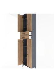 Arges Dolap 5 Raflı 2 Çekmeceli 4 Kapaklı 60x30x243 Antrasit-Çam