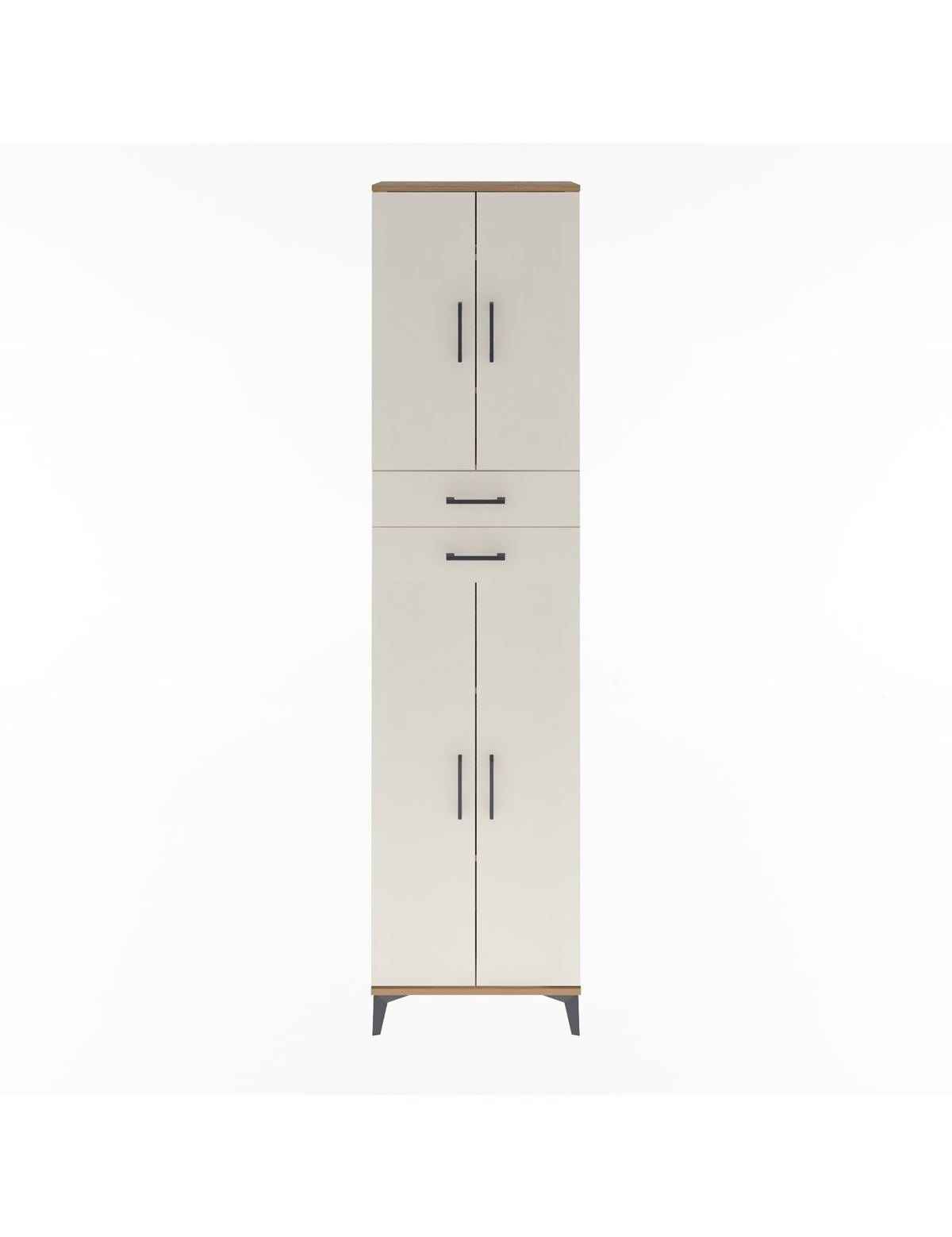 Arges Dolap 5 Raflı 2 Çekmeceli 4 Kapaklı 60x30x243 Çam-Aytaşı