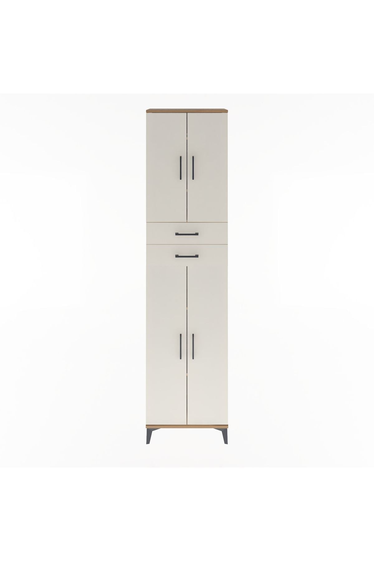 Arges Dolap 5 Raflı 2 Çekmeceli 4 Kapaklı 60x30x243 Çam-Aytaşı