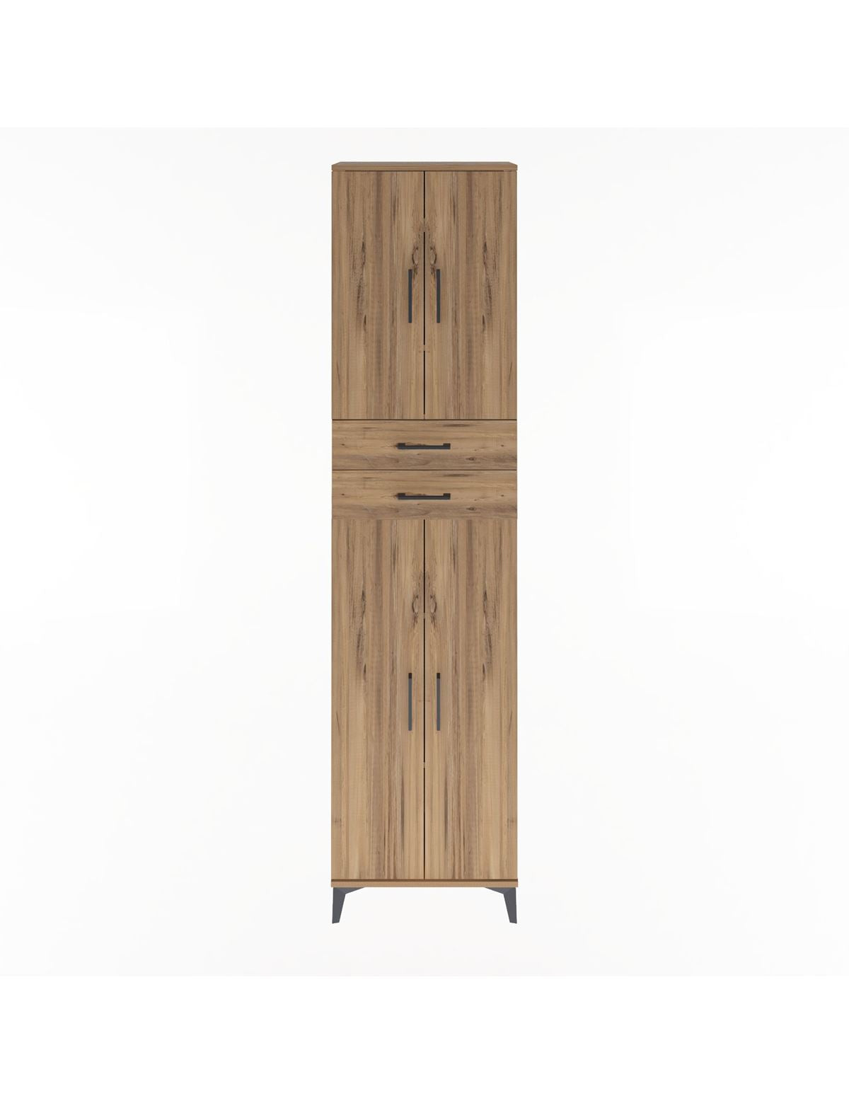 Arges Dolap 5 Raflı 2 Çekmeceli 4 Kapaklı 60x30x243 Çam-Çam