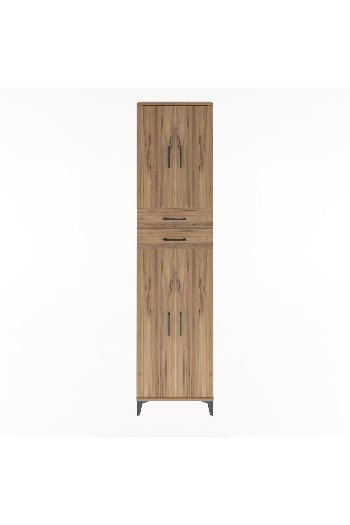 Arges Dolap 5 Raflı 2 Çekmeceli 4 Kapaklı 60x30x243 Çam-Çam