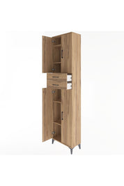 Arges Dolap 5 Raflı 2 Çekmeceli 4 Kapaklı 60x30x243 Çam-Çam