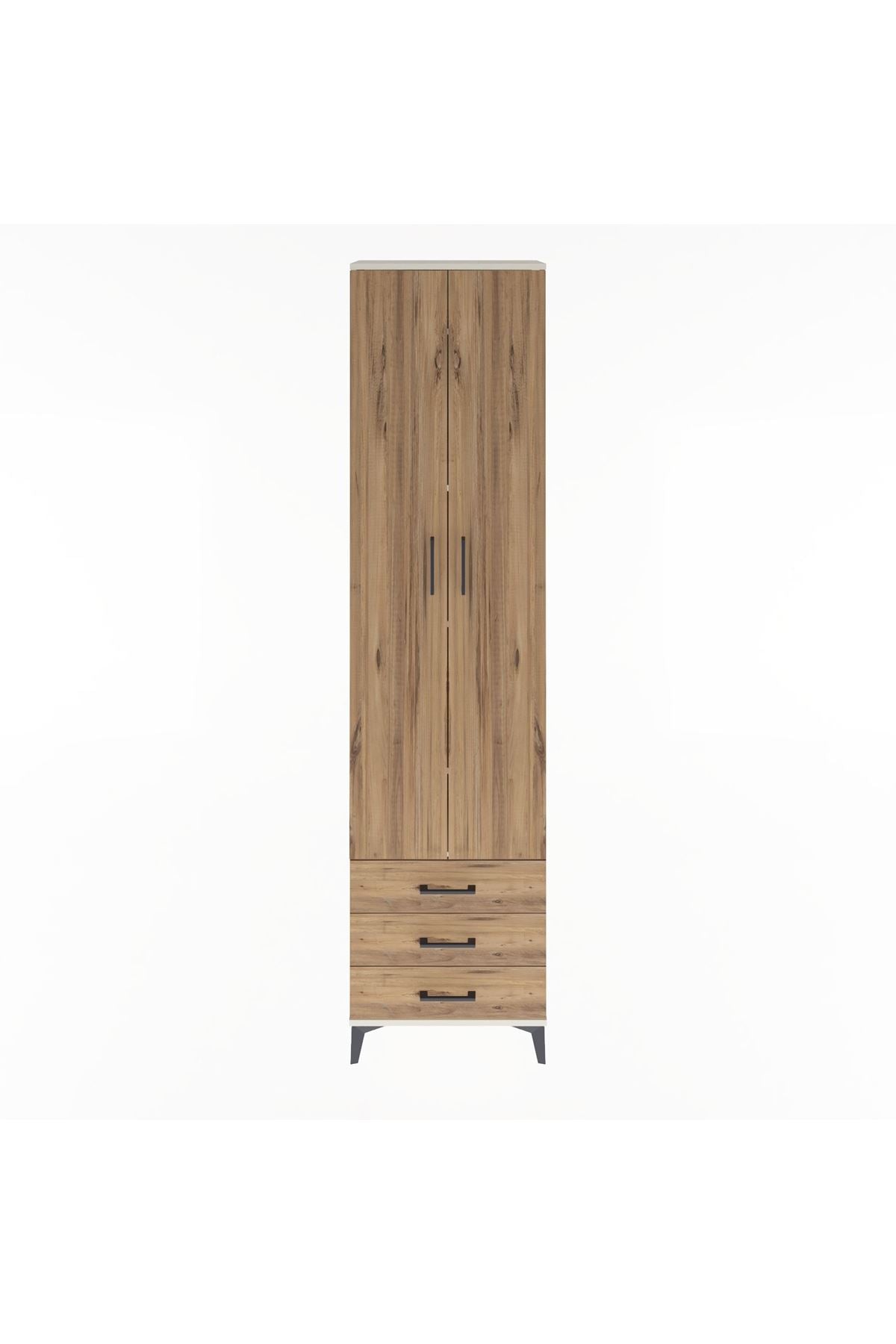 Arges Dolap 5 Raflı 3 Çekmeceli 2 Kapaklı 60x30x243 Aytaşı-Çam