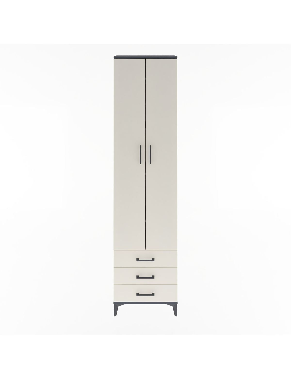 Arges Dolap 5 Raflı 3 Çekmeceli 2 Kapaklı 60x30x243 Antrasit-Aytaşı