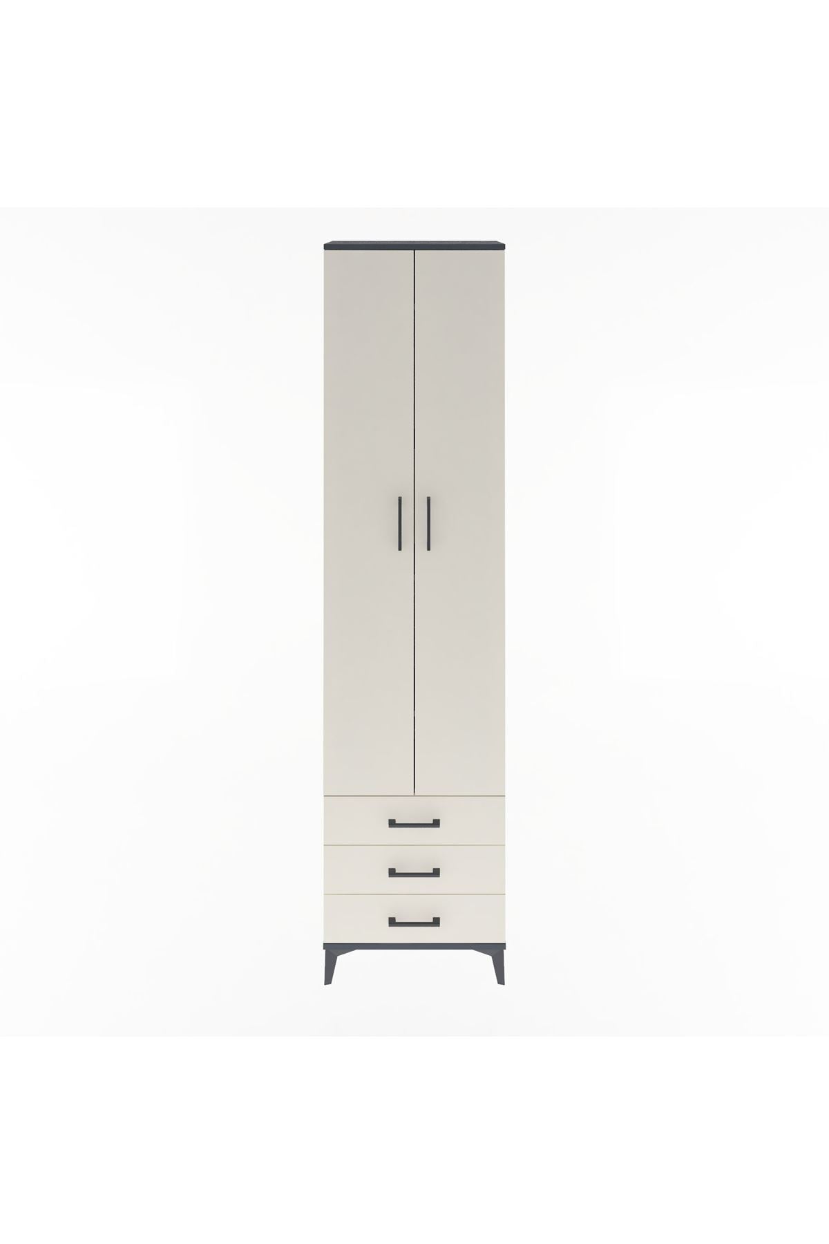 Arges Dolap 5 Raflı 3 Çekmeceli 2 Kapaklı 60x30x243 Antrasit-Aytaşı