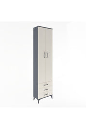 Arges Dolap 5 Raflı 3 Çekmeceli 2 Kapaklı 60x30x243 Antrasit-Aytaşı