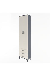 Arges Dolap 5 Raflı 3 Çekmeceli 2 Kapaklı 60x30x243 Antrasit-Aytaşı