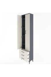 Arges Dolap 5 Raflı 3 Çekmeceli 2 Kapaklı 60x30x243 Antrasit-Aytaşı