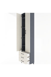 Arges Dolap 5 Raflı 3 Çekmeceli 2 Kapaklı 60x30x243 Antrasit-Aytaşı