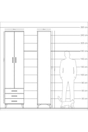 Arges Dolap 5 Raflı 3 Çekmeceli 2 Kapaklı 60x30x243 Antrasit-Aytaşı