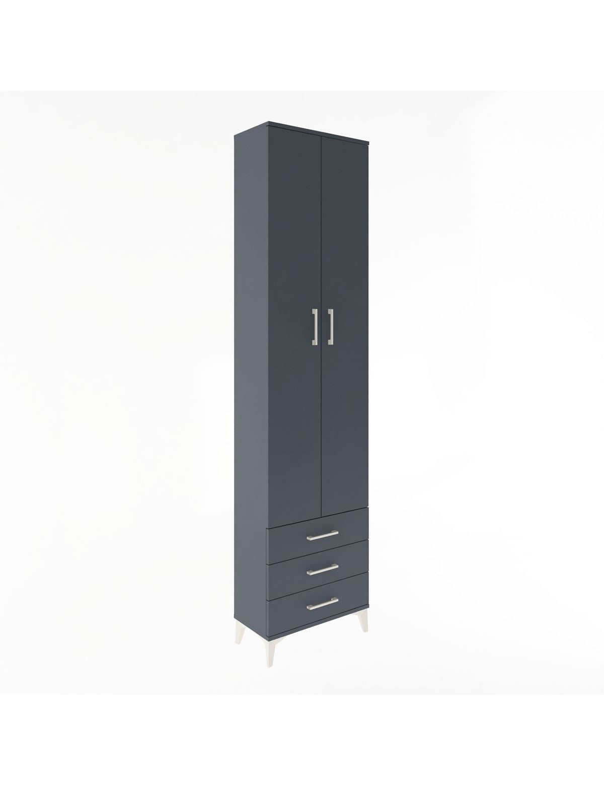 Arges Dolap 5 Raflı 3 Çekmeceli 2 Kapaklı 60x30x243 Antrasit-Antrasit