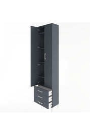 Arges Dolap 5 Raflı 3 Çekmeceli 2 Kapaklı 60x30x243 Antrasit-Antrasit