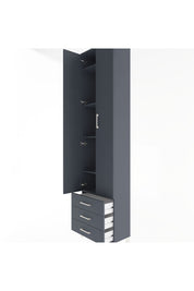 Arges Dolap 5 Raflı 3 Çekmeceli 2 Kapaklı 60x30x243 Antrasit-Antrasit