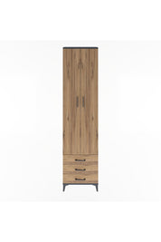 Arges Dolap 5 Raflı 3 Çekmeceli 2 Kapaklı 60x30x243 Antrasit-Çam