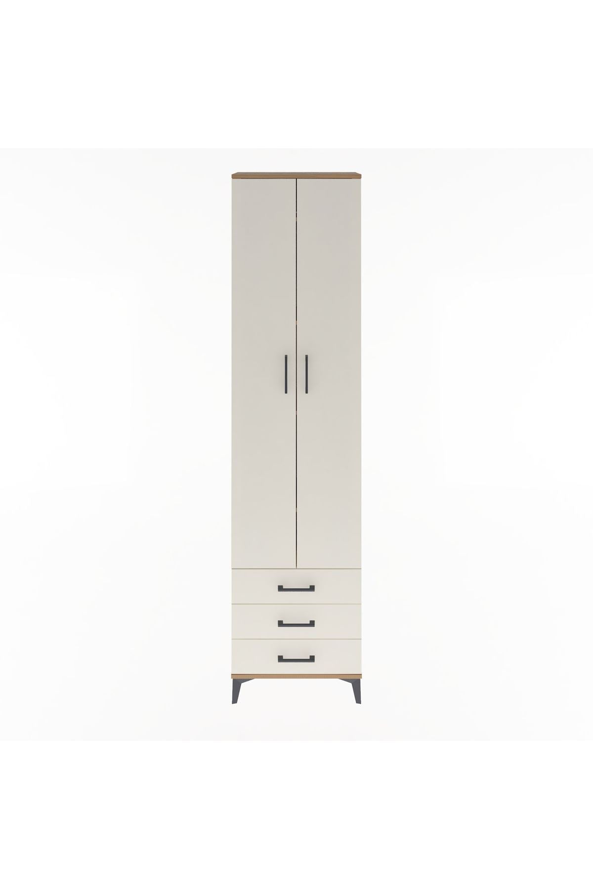 Arges Dolap 5 Raflı 3 Çekmeceli 2 Kapaklı 60x30x243 Çam-Aytaşı