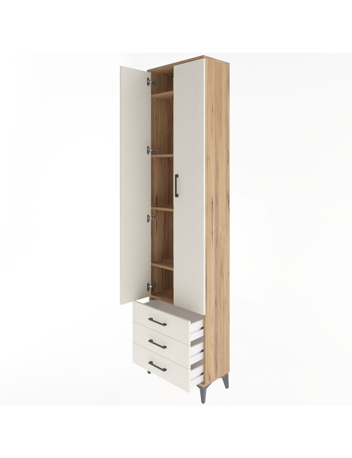 Arges Dolap 5 Raflı 3 Çekmeceli 2 Kapaklı 60x30x243 - S32M082V7A
