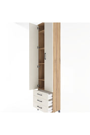 Arges Dolap 5 Raflı 3 Çekmeceli 2 Kapaklı 60x30x243 Çam-Aytaşı
