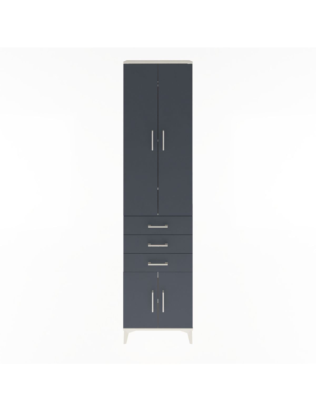 Arges Dolap 5 Raflı 3 Çekmeceli 4 Kapaklı 60x30x243 Aytaşı-Antrasit