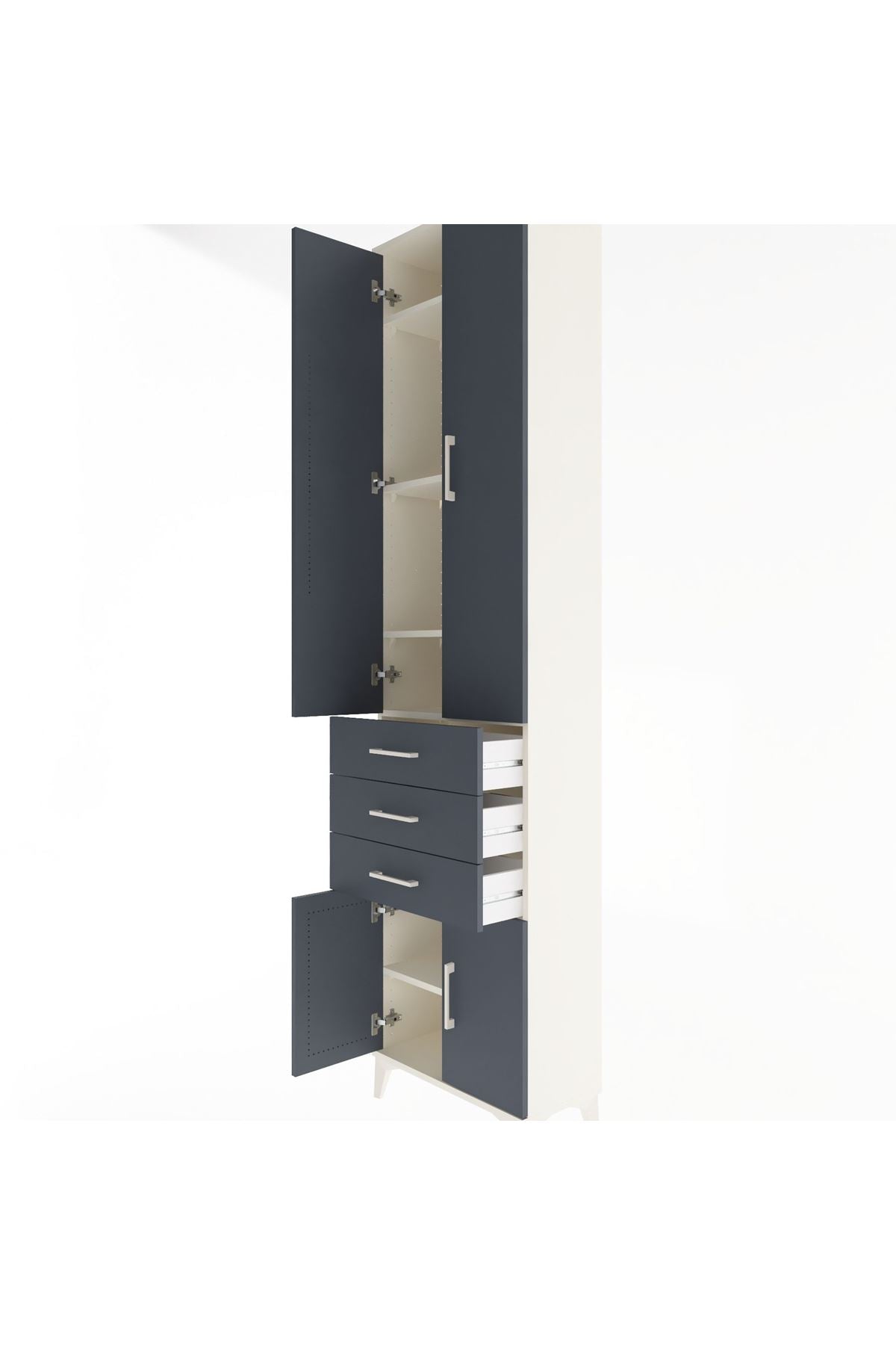 Arges Dolap 5 Raflı 3 Çekmeceli 4 Kapaklı 60x30x243 Aytaşı-Antrasit