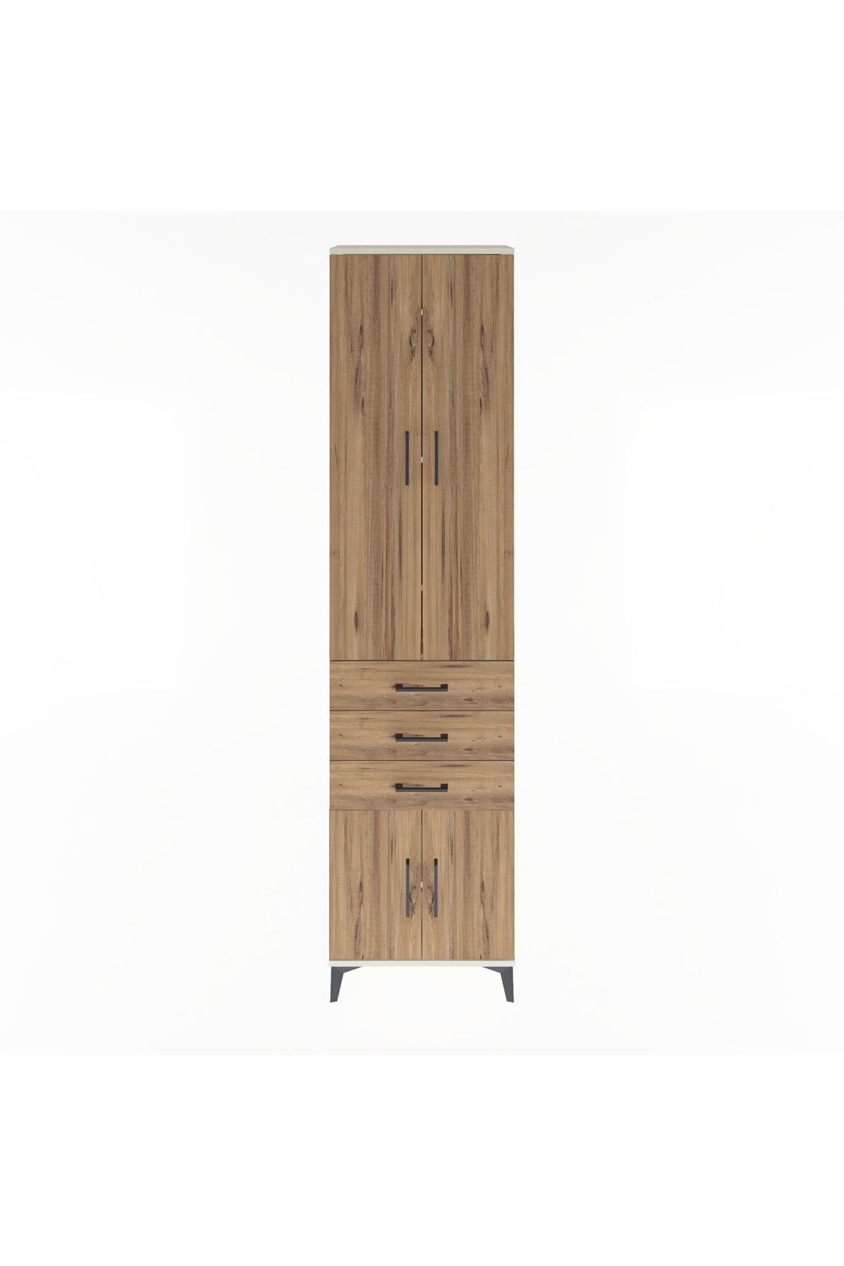 Arges Dolap 5 Raflı 3 Çekmeceli 4 Kapaklı 60x30x243 Aytaşı-Çam