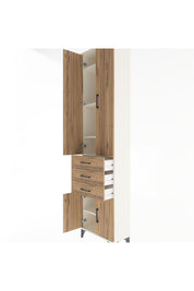 Arges Dolap 5 Raflı 3 Çekmeceli 4 Kapaklı 60x30x243 Aytaşı-Çam