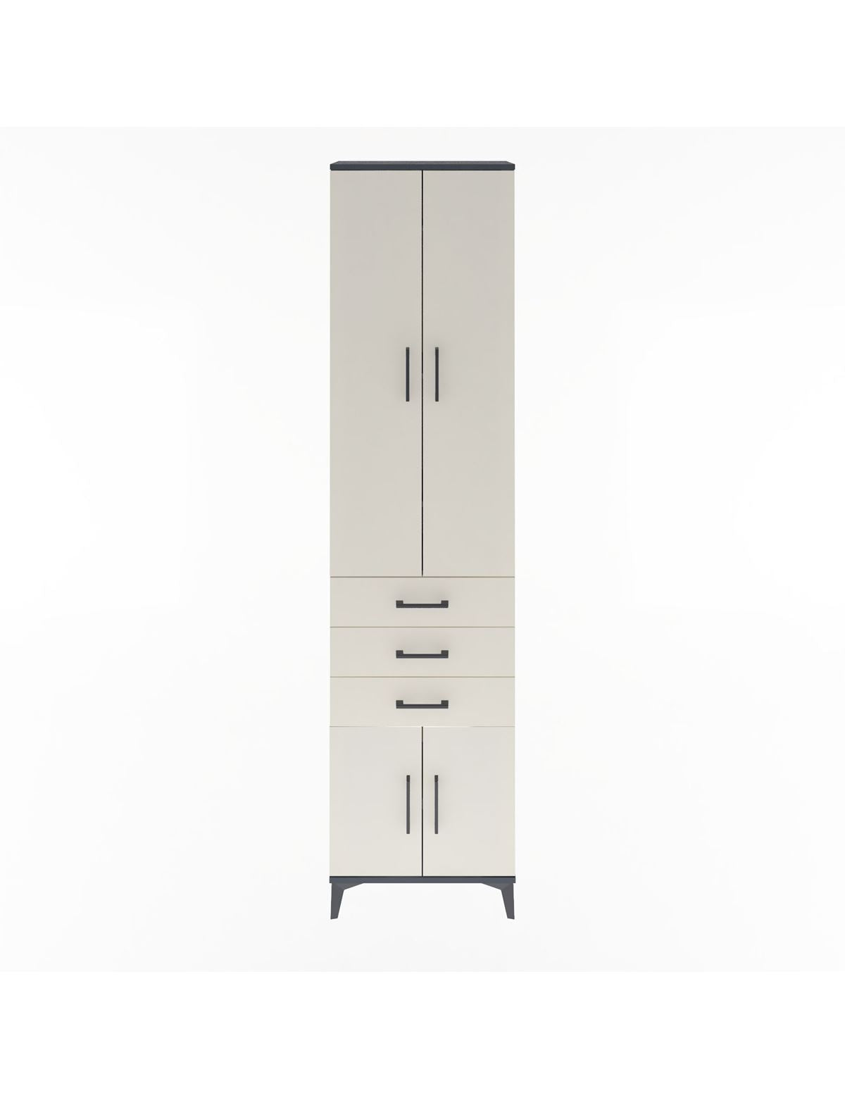 Arges Dolap 5 Raflı 3 Çekmeceli 4 Kapaklı 60x30x243 Antrasit-Aytaşı