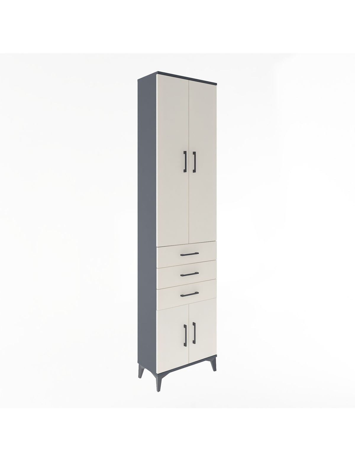 Arges Dolap 5 Raflı 3 Çekmeceli 4 Kapaklı 60x30x243 Antrasit-Aytaşı