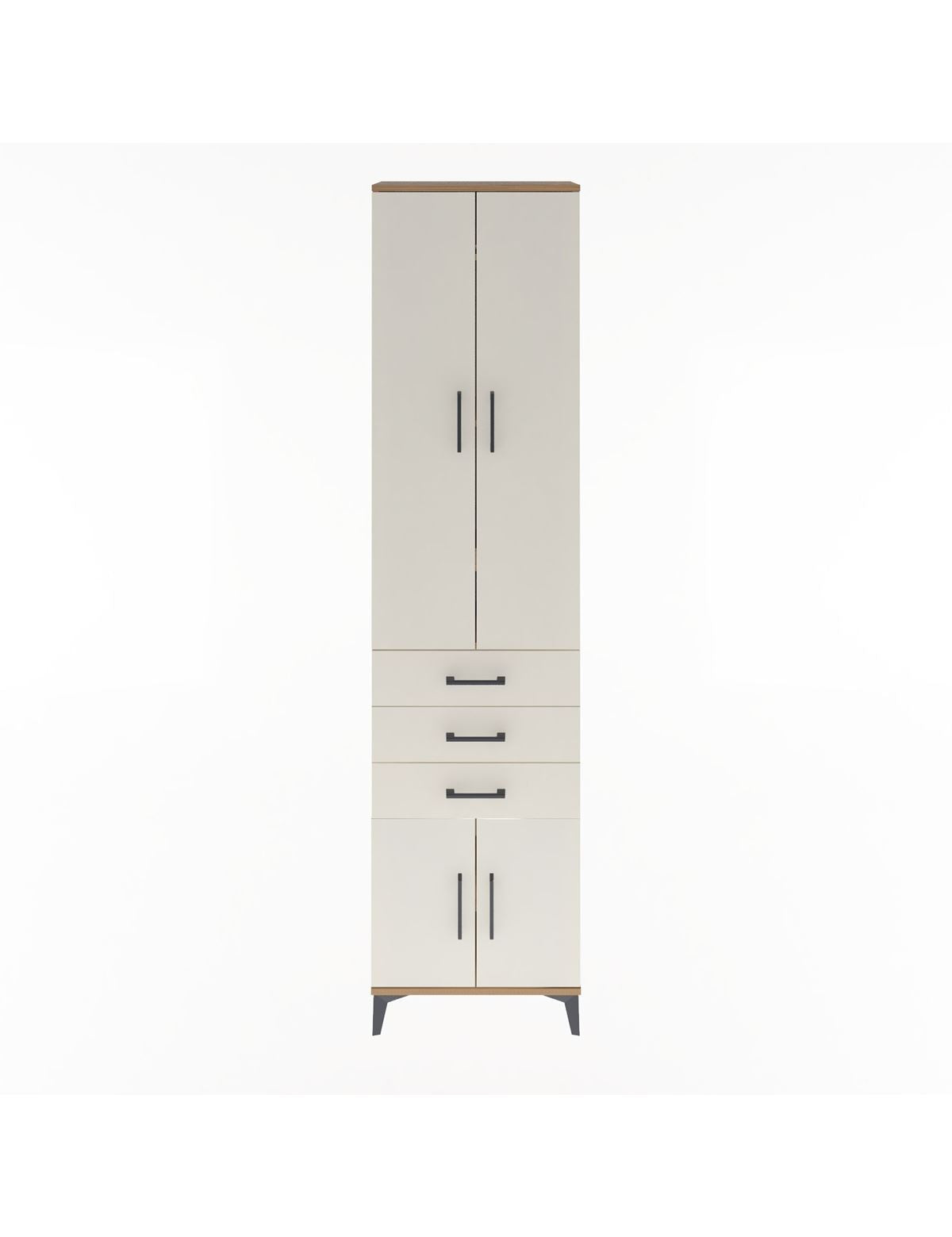 Arges Dolap 5 Raflı 3 Çekmeceli 4 Kapaklı 60x30x243 Çam-Aytaşı