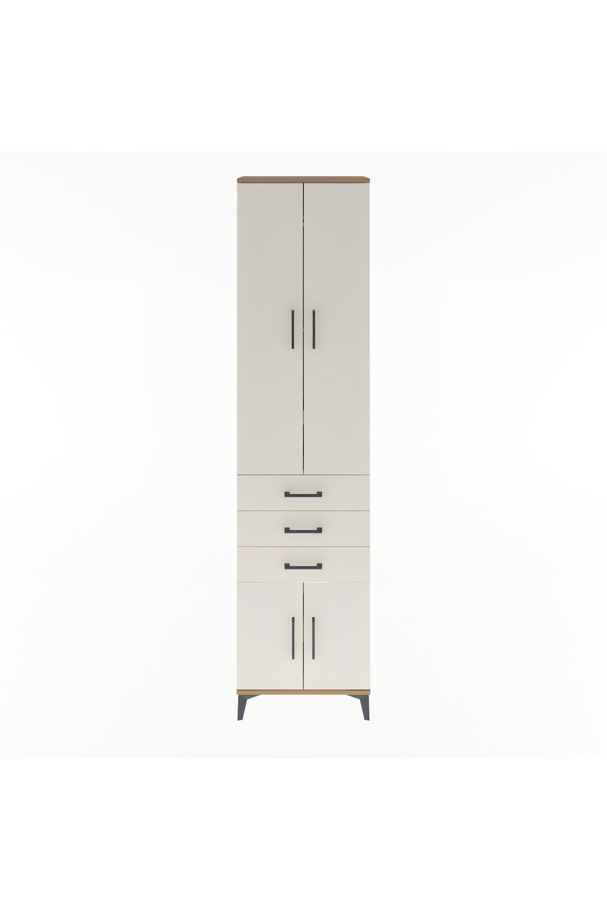 Arges Dolap 5 Raflı 3 Çekmeceli 4 Kapaklı 60x30x243 Çam-Aytaşı