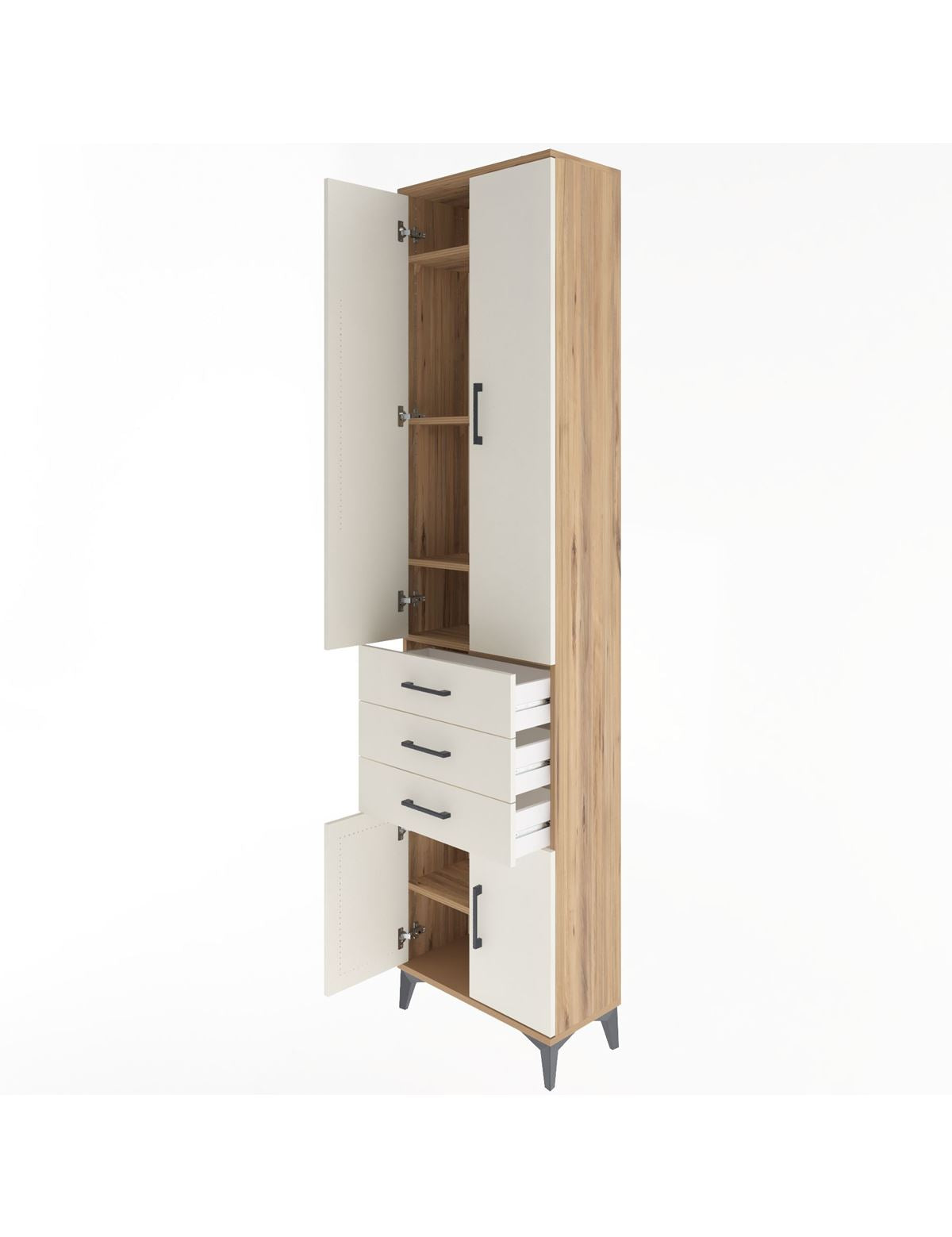 Arges Dolap 5 Raflı 3 Çekmeceli 4 Kapaklı 60x30x243 - S32M083V7A