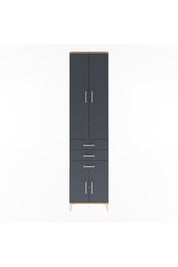 Arges Dolap 5 Raflı 3 Çekmeceli 4 Kapaklı 60x30x243 Çam-Antrasit