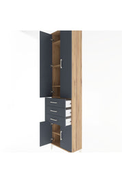 Arges Dolap 5 Raflı 3 Çekmeceli 4 Kapaklı 60x30x243 Çam-Antrasit