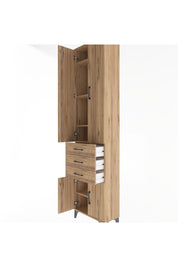 Arges Dolap 5 Raflı 3 Çekmeceli 4 Kapaklı 60x30x243 Çam-Çam