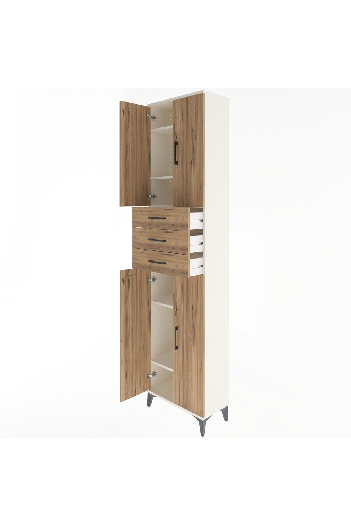 Arges Dolap 5 Raflı 3 Çekmeceli 4 Kapaklı 60x30x243 Aytaşı-Çam