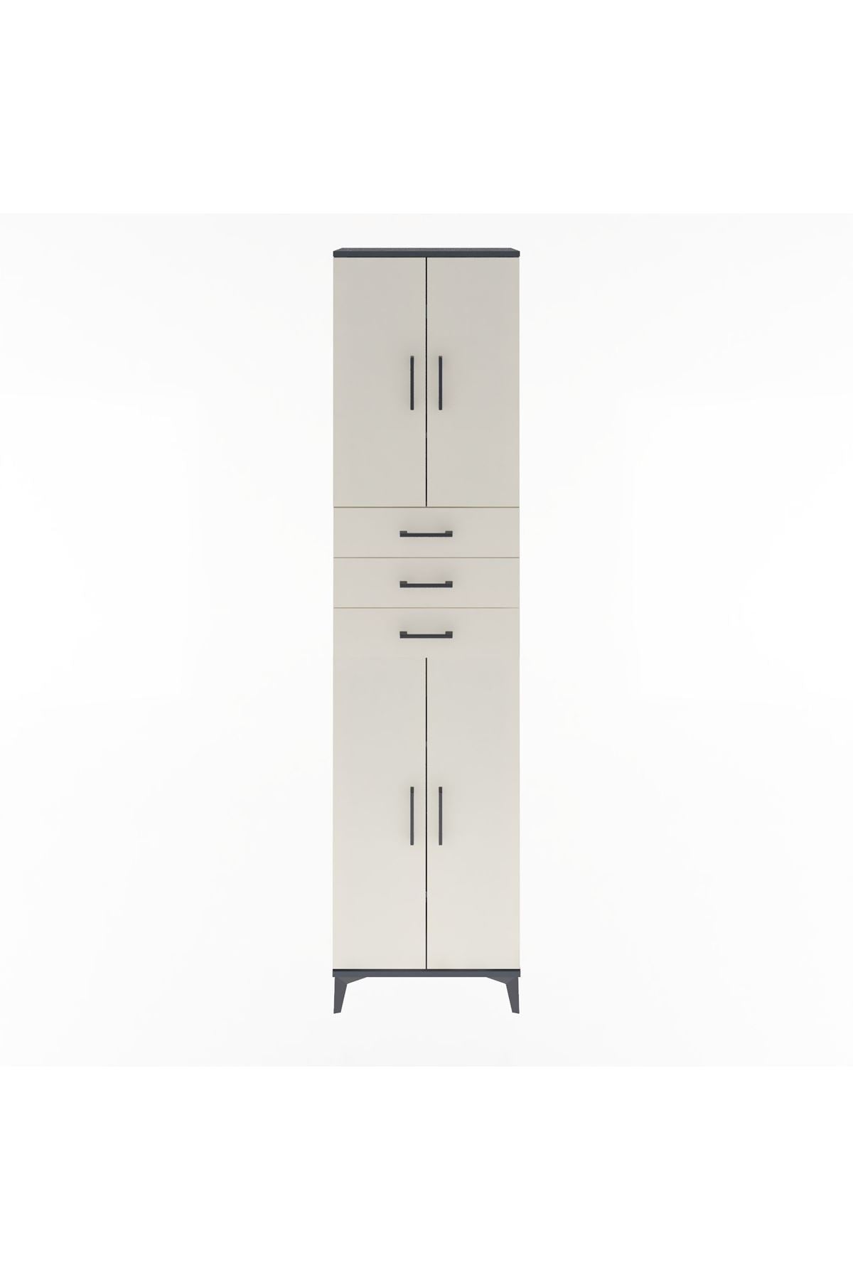 Arges Dolap 5 Raflı 3 Çekmeceli 4 Kapaklı 60x30x243 Antrasit-Aytaşı