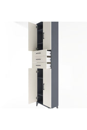 Arges Dolap 5 Raflı 3 Çekmeceli 4 Kapaklı 60x30x243 Antrasit-Aytaşı