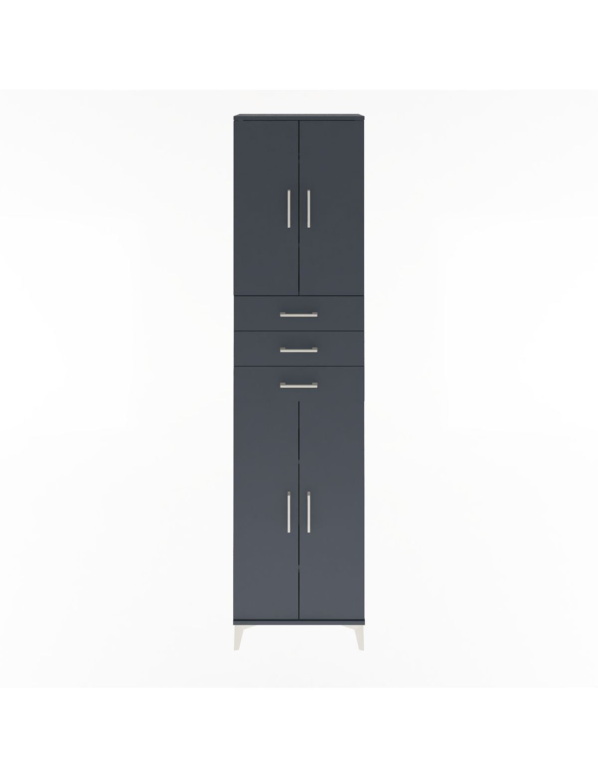 Arges Dolap 5 Raflı 3 Çekmeceli 4 Kapaklı 60x30x243 Antrasit-Antrasit