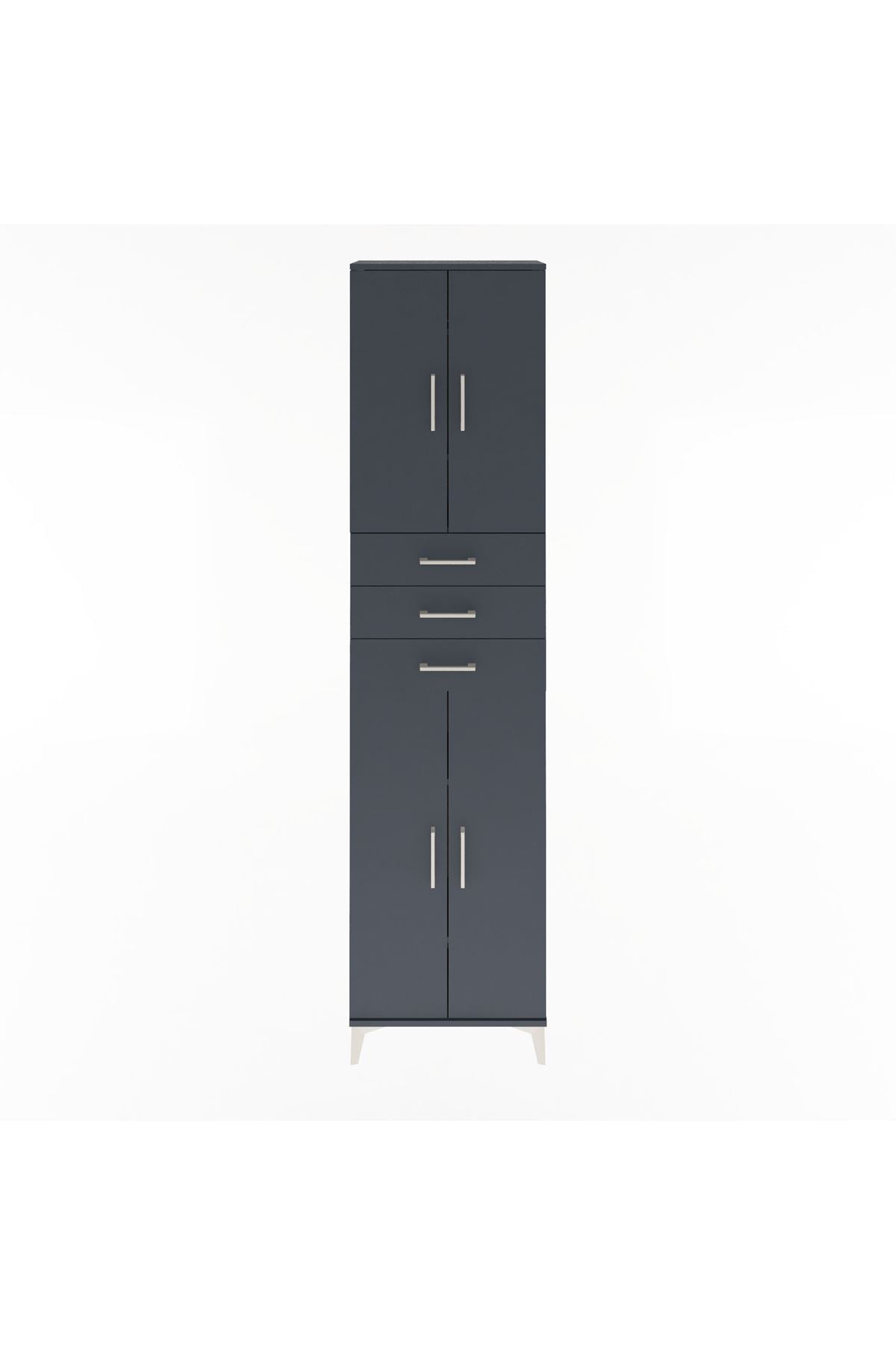 Arges Dolap 5 Raflı 3 Çekmeceli 4 Kapaklı 60x30x243 Antrasit-Antrasit